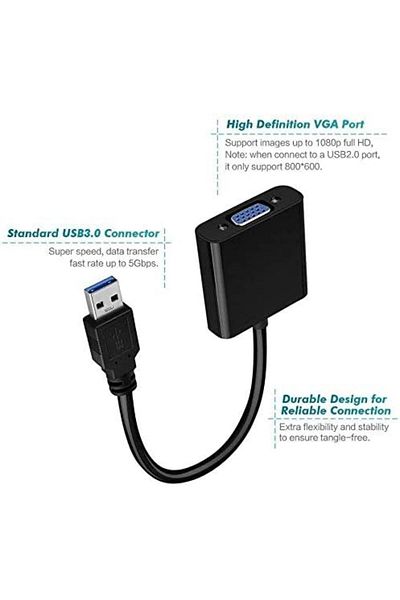 AWH USB 3.0/2.0 to VGA Adapter – 1080P HD Video Converter for PC, Laptop, Monitor & Projector