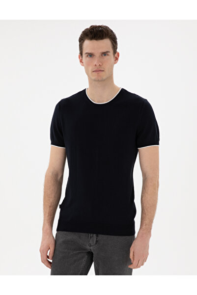 Pierre Cardin Lacivert Slim Fit Bisiklet Yaka Triko Tişört 50307401-VR033