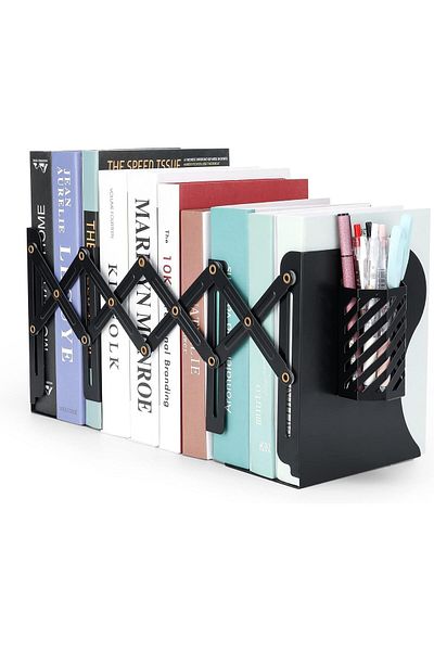 erorex Book Holder Adjustable Bookends Metal Book Ends For Books Papers Magazines Albums Dvds Desks Binder