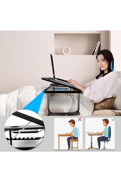 erorex مكتب كمبيوتر محمول قابل للطي وطاولة كمبيوتر محمولة وسرير محمول لأجهزة الكمبيوتر المحمولة ومكاتب كمبيوتر محمولة قابلة للتعديل مع 7