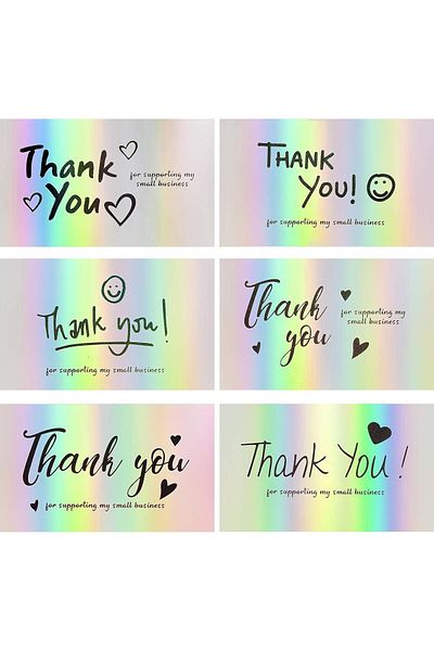 erorex 120Pcs Thank You Cards Small Business 6 Styles Thank You For Supporting Notes Holographic Thanks