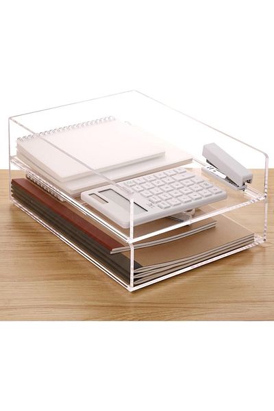 erorex Clear Acrylic Paper Tray Stackable Desk File Organize 2 Pack