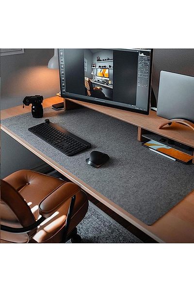 erorex Large Felt Desk Pad Computer Mat For Desk Desk Mat For Keyboard And Mouse Dark Gray 36X12Inches