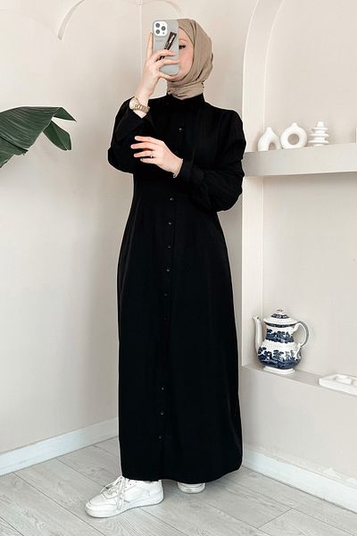 ModaAycan Ma333 Button through Black Dress