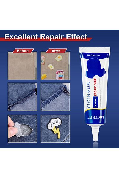 erorex Fabric Glue Permanent Clear Washable Clothing Glue For All Fabrics Cotton Flannel Denim Leather