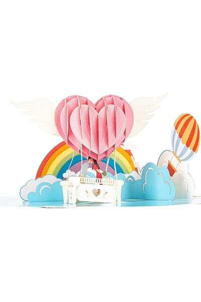 erorex 3D Hot Air Balloon Pop Up Card For Anniversary Wedding Day Valentines Engagement Romantic Gift For