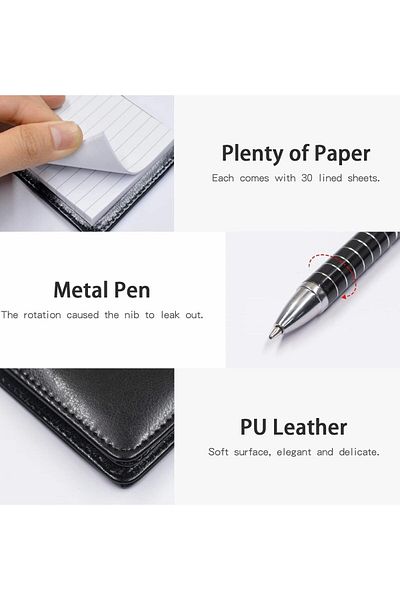 erorex Compact Pocket Notepad Set 14 X 9 Cm Notepad Holder With Stylish Metal Pen