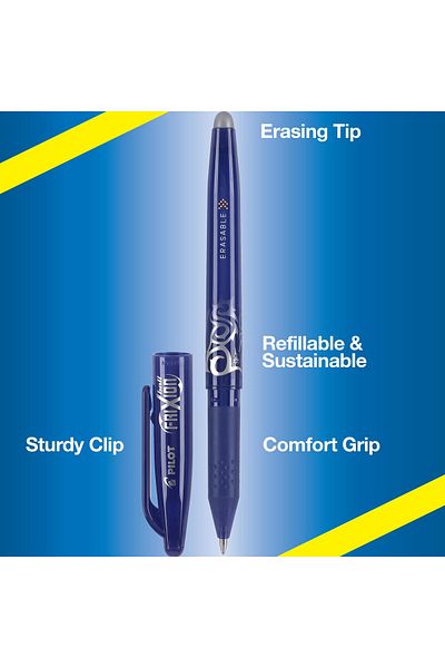 erorex Frixion Ball Erasable And Refillable Gel Ink Stick Pens Fine Point Blue Ink 12 Count 31551