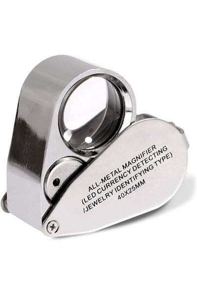 erorex Jeweller'S Magnifier 40X Magnification Metal Folding Magnifier With Led Uv Light For Gemstones