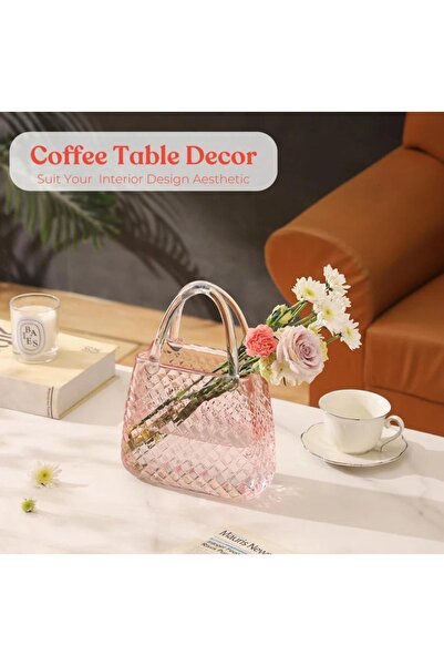 EvLight Cam Dekoratif Çanta Vazo Pembe