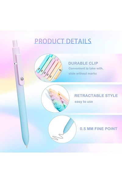 erorex Gel Pens 0.5Mm Premium Gel Roller Pens Aesthetic Black Ink Pens For Women Gifts For Teen Girls Kids