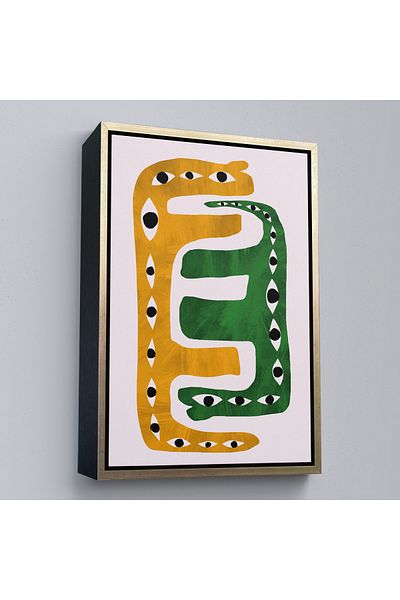 Harita Sepeti Pictură cu șarpe ezoterice cu ochi abstracti într-un cadru auriu