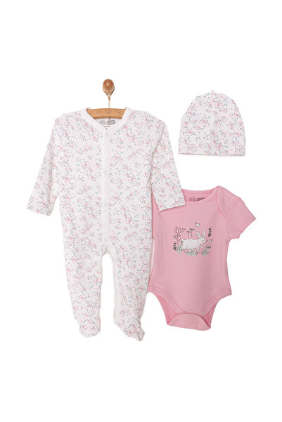 ebebek Hello Baby HelloBaby Kız Bebek Yenidoğan Tulum Body Şapka %100 Pamuk Ç...