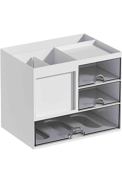 erorex Desk Organizer With 3 Drawer And 5 Compartments 20.8×14.3×15.5Cm Desk Organizers And Accessories
