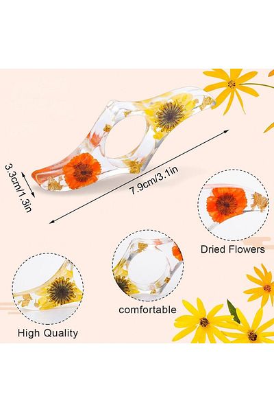 erorex 2 Pcs Dried Flower Resin Book Page Holder Thumb Book Page Holder Handmade Bookmark Reading