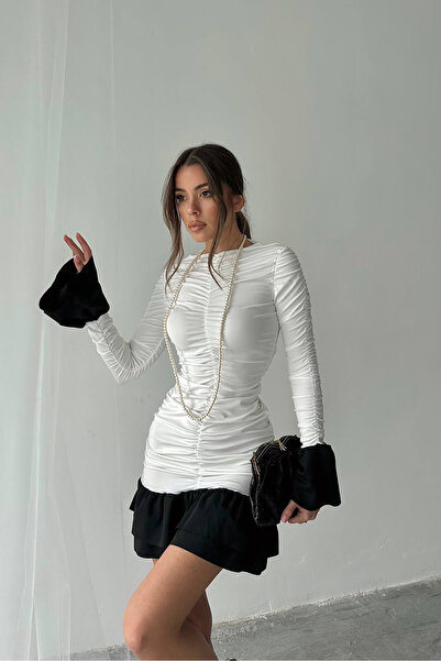 Neşeli Butik Rochie mini pentru femei - Bluză cu șnur NBDF024