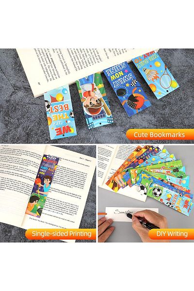 erorex 30Pcs Sports Paper Bookmarks Set Inspirational Cartoon Book Marks Gift With Tassel For Student Teen