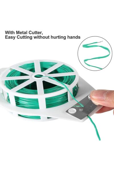 erorex 328 قدم 100 متر ربطة نباتات ملتوية متعددة الوظائف للحديقة كابل معدني قوي مطلي باللون الأخضر بكرة سلك