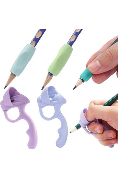 erorex 4 Pack Pencil Grips For Kids Handwriting Pencil Gripper Holder For Preschooler Training Pen Writing