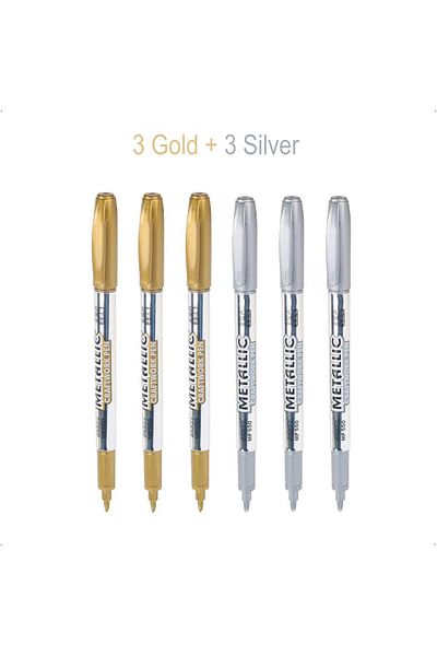 erorex Metallic Brush Marker Pens 6 Pack Gold And Silver Metallic Marker Pens Brush Tip Shimmer Markers