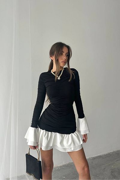 Neşeli Butik Women's Mini Dress - Gathered Blouse Nbdf024
