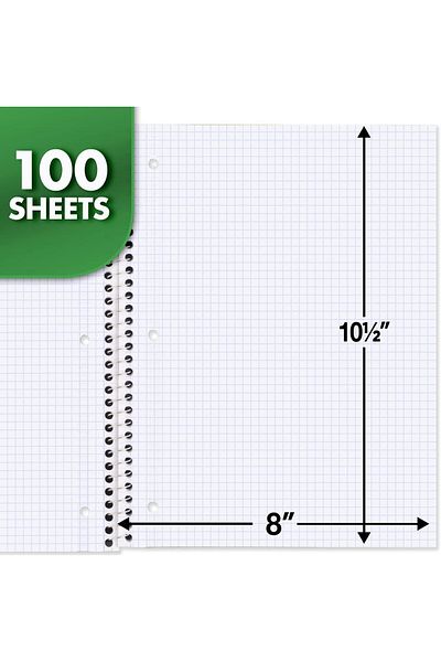 erorex Spiral Notebook 1 Subject Graph Ruled Paper 10 1 2 Inch X 8 Inch 100 Sheets Blue 05676Ay7