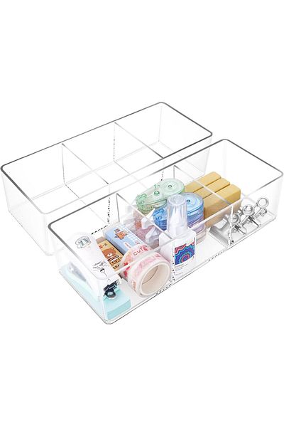 erorex 2Pcs Stackable Clear Drawer Organizers Acrylic Drawer Storage Tray Versatile Bathroom And Vanity