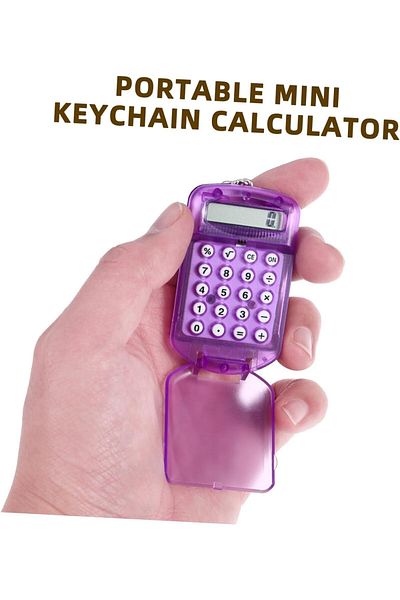 erorex 3Pcs Pocket Compact Portable Mini Electronic Calculator Keychain Multicolor Compact Lightweight