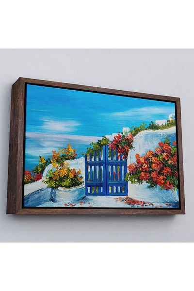 Harita Sepeti Pictură de perete de grădină cu vedere la mare cu cadru alb