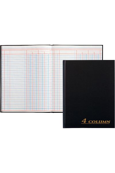 erorex Account Book 4 Column Black Cloth Cover 9.25 X 7 Inches 80 Pages Per Book Arb8004M