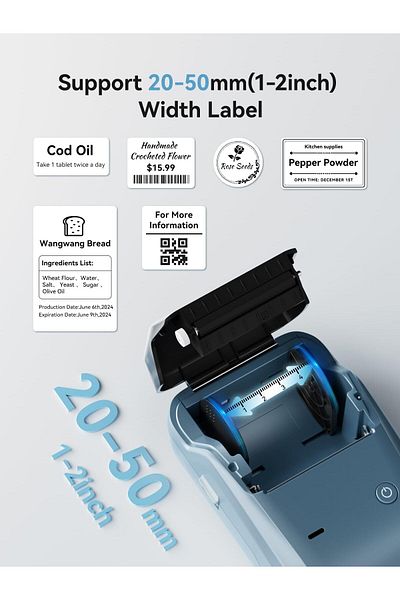 erorex B1 Label Makers 2 Inch Portable Thermal Label Printer With 1.96 Inch X1.18 Inch Label For Clothing