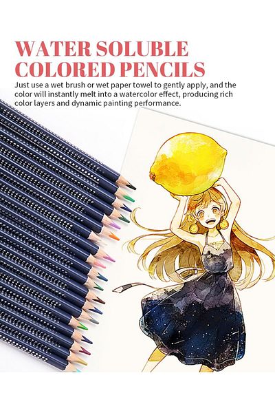 erorex Water Soluble Watercolor Pencils Multi Colored Art Drawing Pencils 3.3Mm Soft Core Lead Colored