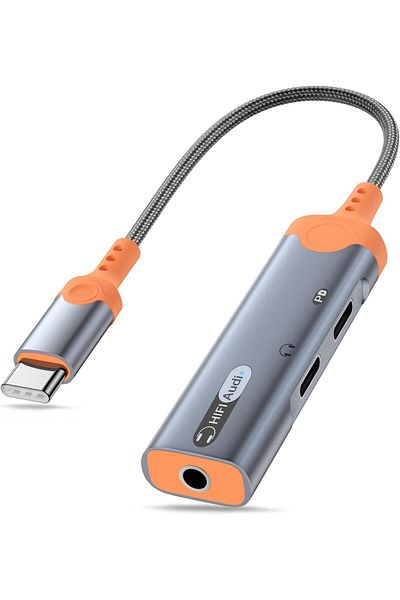 erorex موزع USB C مزدوج USB C محول بيانات وشاحن سماعة الرأس 3 في 1 دونجل صوت USB C بيانات USB C