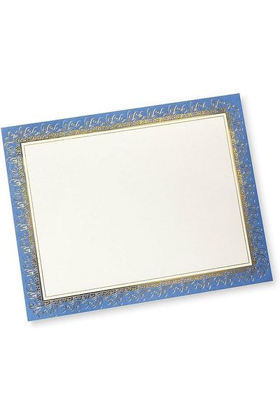 erorex Blue And Gold Foil Certificate Paper 80Lb 8.5 Inch X 11 Inch 15 Count Blue With Gold Foil 36001 S