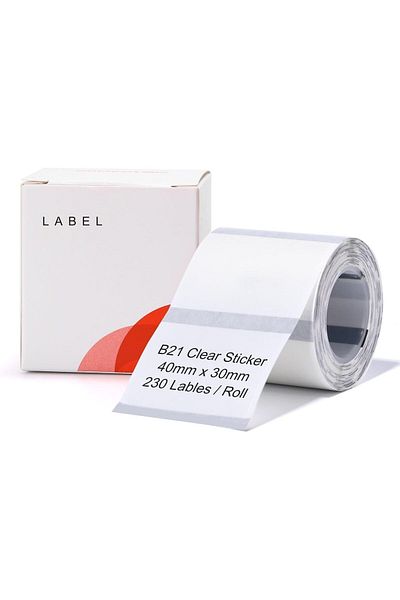 erorex B21 Label Maker Clear Tape 1.57*1.18 Inch Adapted Sticker Labels Print Paper Shipping Address