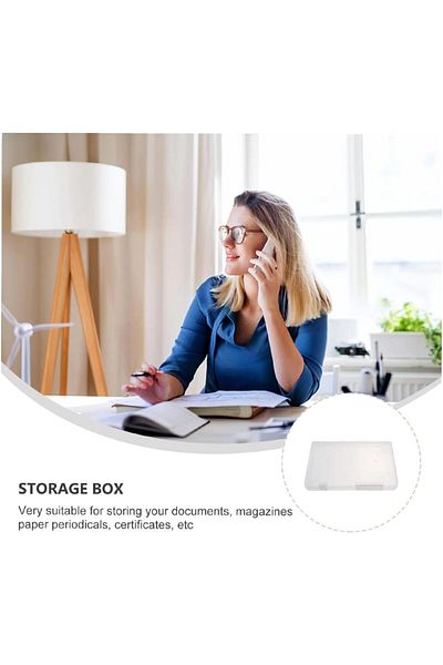 erorex 2 Pcs A4 File Portable Project Case Clear File Storage Box With Flap Lid Scrapbook Paper Documents