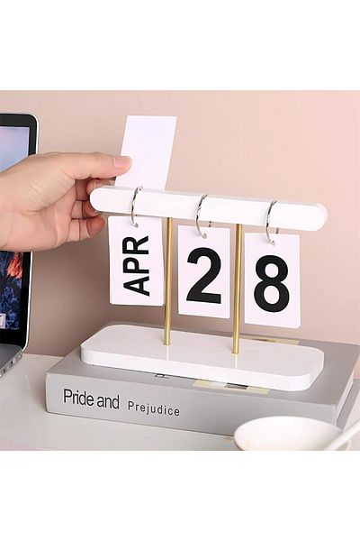 erorex Flip Calendar For Desk Wooden Perpetual Calendar With Large Display Daily Wooden Desk Calendar For