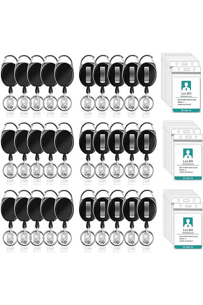 erorex Id Badge Holder With Clip Retractable Heavy Duty With Waterproof Vertical Lanyard And Carabiner