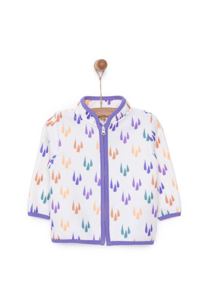 ebebek Hello Baby HelloBaby Kız Bebek Polar Hırka Metraj Baskılı Fermuarlı Hakim Yaka Uzun Kol