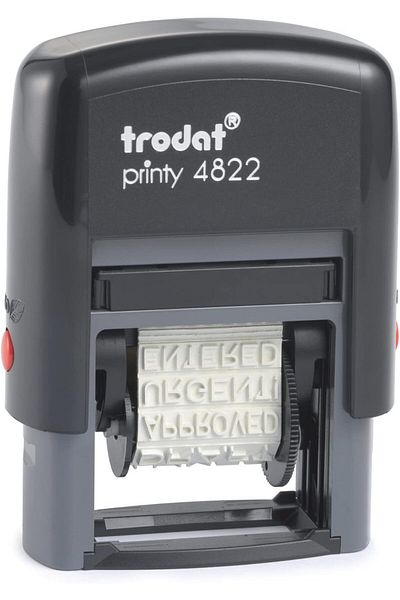 erorex Printy 4822 Self Inking Dial A Phrase 12 English Messages Red Ink