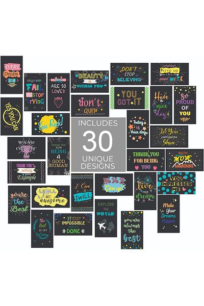erorex Chalkboard Style Motivational Bookmarks 30 Inspirational Phrase Quote Flat Card Set 53X89