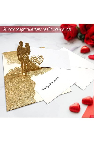 erorex Valentine Pop Up Greeting Card Wedding Card Bride And Groom Romantic Wedding Card With Envelopes