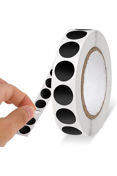 erorex 1000 Pcs 0.5 Inch Black Round Stickers Waterproof Circle Stickers Black Dot Stickers Color Coding