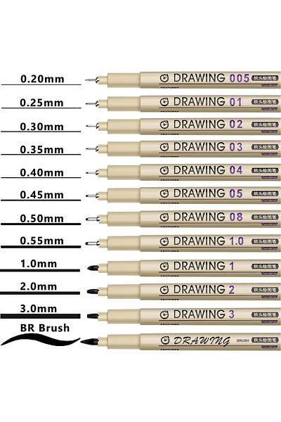 erorex Micro Fineliner Drawing Art Pens: 12 Black Fine Line Waterproof Ink Set Artist Supplies Archival