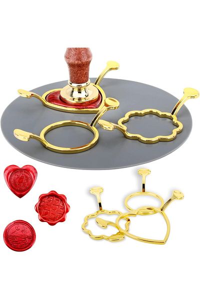 erorex 3 Pack Metal Wax Seal Molds With Round Flower Heart Shape For 1 Inch Wax Seal Stamp Diy Craft
