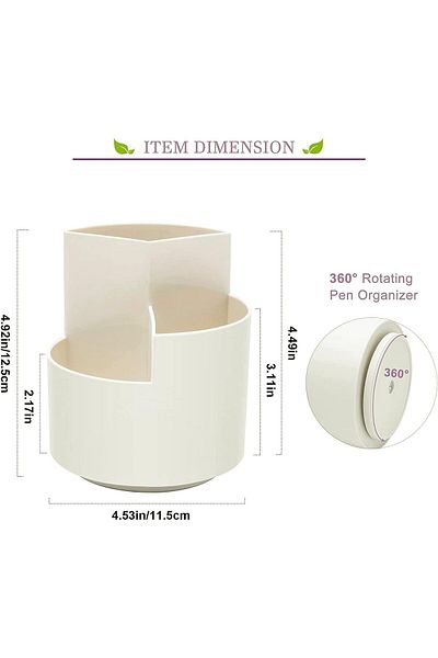 erorex Pen Holder 360° Degree Rotating Desk Organizers Pencil Holder With 3 Slots Multifunctional Pen