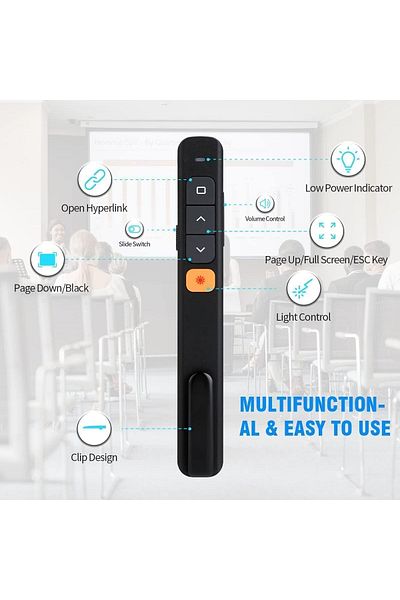erorex Wireless Presentation Clicker 2.4Ghz 100Ft Wireless Range Type C And Usb A 2 In 1 Laser Pointer