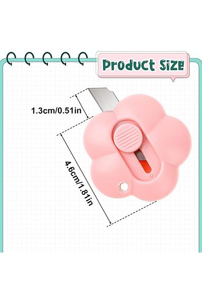 erorex Portable Box Cutter Pink Flower Shaped Plastic Letter Opener Diy Retractable Utility Knife