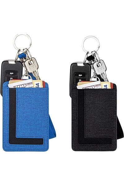 erorex Id Badge Holder With Wristlet Keychain 2Pcs Slim Minimalist Lanyard Card Case Holder Id Case With