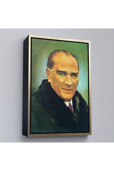 Harita Sepeti Πορτρέτο Ατατούρκ με καφέ πλαίσιο Μουστάφα Κεμάλ Ατατούρκ Ορθογώνιο Διακοσμητικό Πίνακα ζωγραφικής σε καμβά